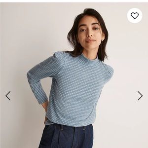 Madewell jacquard puff sleeve mockneck top XXS